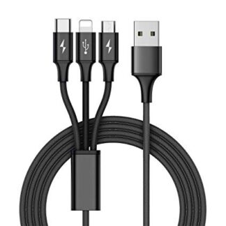 כבל הטענה והעברת נתונים משולב 3 ב-1 למכשירי - MICRO USB \ TYPE C \ IPHONE