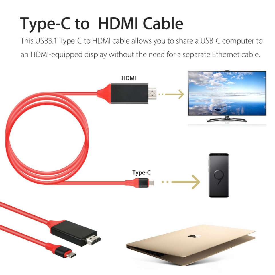 ⁦מתאם HDMI בחיבור Type C המחבר בין הסמארטפון לטלוויזיה באיכות 4K⁩ – תמונה ⁦7⁩