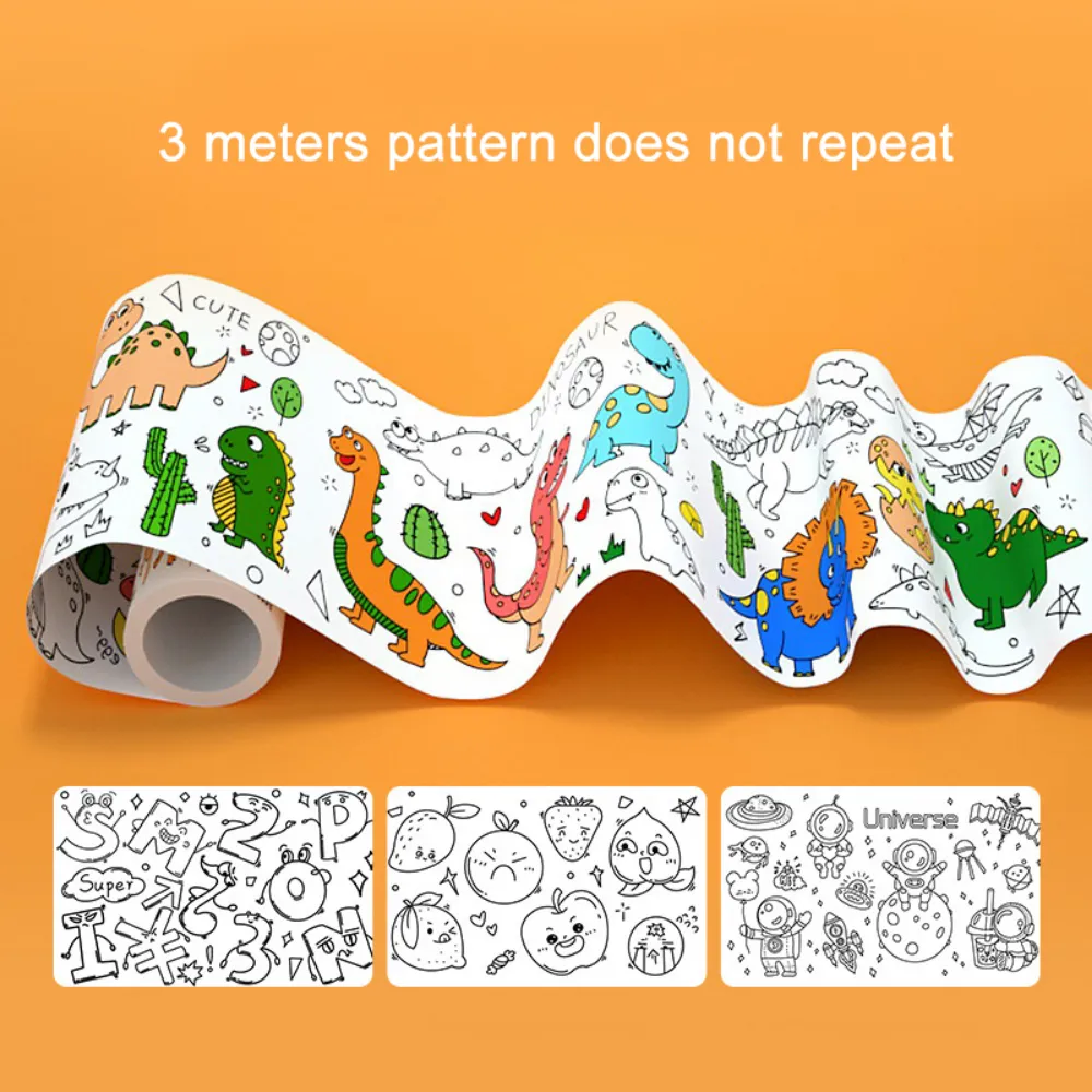 Children's Drawing Roll Sticky Color Filling Paper Graffiti Scroll Coloring Paper Roll for Kids DIY Painting Educational Toys