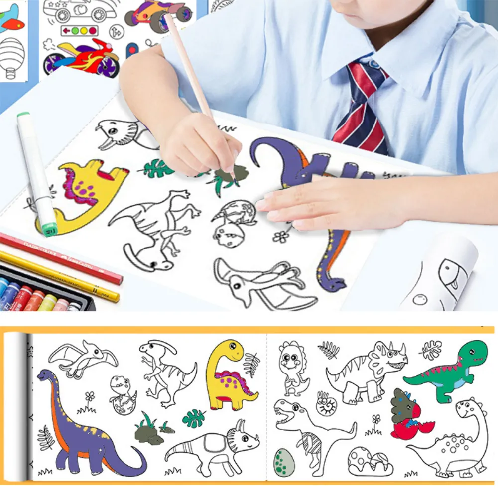 Children's Drawing Roll Sticky Color Filling Paper Graffiti Scroll Coloring Paper Roll for Kids DIY Painting Educational Toys