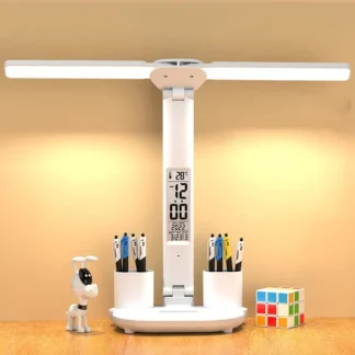 מנורת שולחן מתקפלת נטענת USB בעלת ראש תאורה כפול